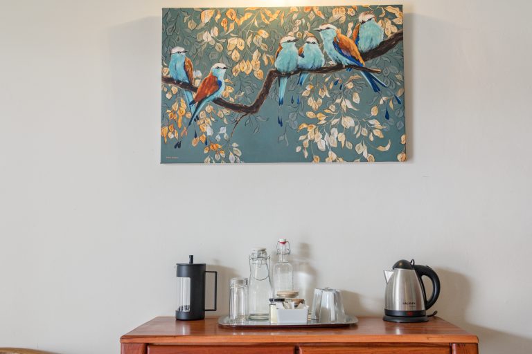 Coffee station in room and art
